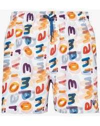 Emporio Armani - Brand-print Drawstring Swim Shorts - Lyst