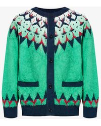 Sacai - Jacquard-knit Relaxed-fit Cotton-blend Cardigan - Lyst