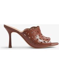 LK Bennett Abigail Perforated Leather Heeled Mules - Multicolour