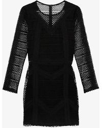The Kooples - Open-weave Round-neck Knitted Mini Dress - Lyst