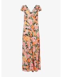 RIXO London - Cathy Printed Woven Midi Dress - Lyst