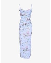 House Of Cb - Lini Corset-Bodice Stretch-Mesh Maxi Dress - Lyst