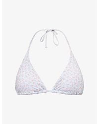 Gracejacob - Bow-Print Triangle Bikini Top - Lyst