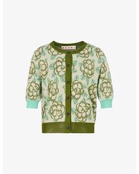 Marni - Banjo Floral-Pattern Knitted Cotton-Blend Cardigan - Lyst