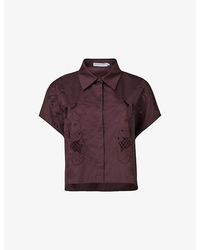 eem - Floral-Embroidered Short-Sleeved Cotton-Blend Shirt - Lyst