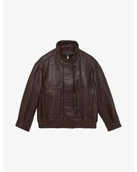 Reiss - Kiara Oversized Leather Bomber Jacket - Lyst