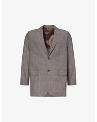 Beams Plus - Plaid-patterned Single-breasted Wool And Linen-blend Blazer - Lyst