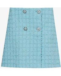 Versace - Check-effect Wool-blend Tweed Mini Skirt - Lyst