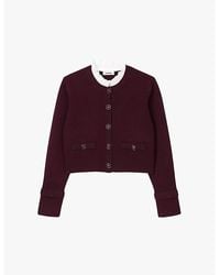 Sandro - Detachable-Trim Collar Knitted Cardigan - Lyst