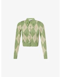 House Of Sunny - Argyle Cotton-Knit Cardigan - Lyst