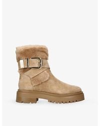 Steve Madden - Lodge Suede And Faux-Fur Ankle Boots - Lyst