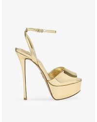 Steve Madden - Jezzica Platform Faux-Leather Heeled Sandals - Lyst