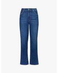 PAIGE - Sarah Straight-leg High-rise Stretch-organic-denim Jeans - Lyst