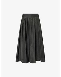 Max Mara - Fitted-Waist Pleated Taffeta Midi Skirt - Lyst