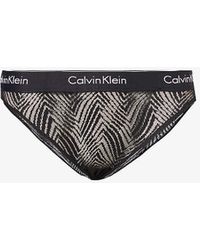 Calvin Klein - Modern Branded-waistband Abstract Stretch-lace Briefs - Lyst