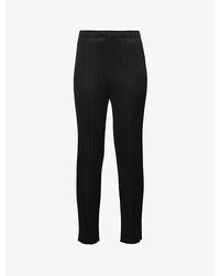 Pleats Please Issey Miyake - Pleated Slim-fit Knitted Jersey Trousers - Lyst