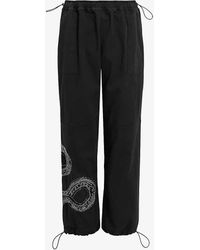 AllSaints - Yas Snake-embroidered High-rise Stretch-woven Trousers - Lyst