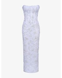 House Of Cb - Anisa Hand Beaded Strapless Maxi Dress - Lyst