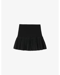 Sandro - Button-Embellished Pleated Stretch-Woven Mini Skirt - Lyst