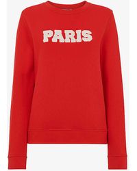 Whistles - Paris-logo Relaxed-fit Cotton Sweatshirt - Lyst