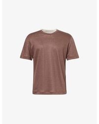 Eleventy - Crew-Neck Layered-Trim Linen T-Shirt - Lyst
