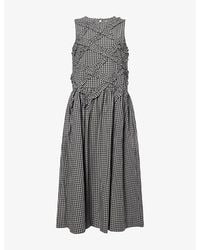 Damson Madder - Elora Check-Print Cotton Midi Dress - Lyst