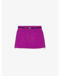 Maje - Clover-belt Tweed Mini Skirt - Lyst