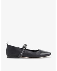 Whistles - Elba Eyelet-Embellished Leather Ballet Flats - Lyst