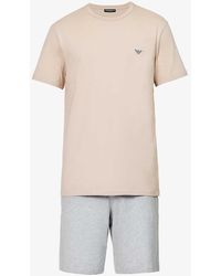 Emporio Armani - Check-print Branded Stretch-cotton Pyjama Set X - Lyst