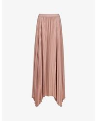 eem - High-Rise Asymmetric-Hem Pleated Woven Midi Skirt - Lyst