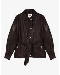 Maje - Button-Embellished Relaxed-Fit Leather Jacket - Lyst