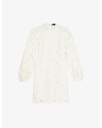 The Kooples - Floral-Lace Long-Sleeve Woven Mini Dress - Lyst