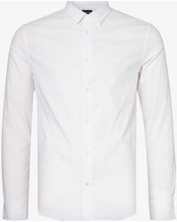 Emporio Armani - Regular-fit Curved-hem Stretch Cotton-blend Shirt Xx - Lyst