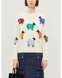 Benetton Graphic-print Wool-blend Sweater - Multicolor