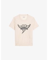 Zadig & Voltaire - Idal Rhinestone-Logo Cashmere Jumper - Lyst