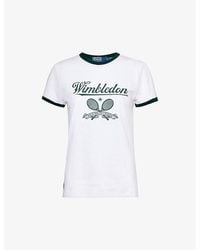 Polo Ralph Lauren - X Wimbledon Logo-print Recycled-cotton And Cotton Blend Ringer T-shirt - Lyst