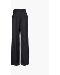 Alexander McQueen - Pinstripe High-Rise Wide-Leg Wool Trousers - Lyst