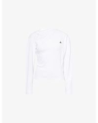 Vivienne Westwood - Hebo Asymmetric-Neck Ribbed Stretch-Cotton Top - Lyst