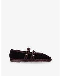 Flabelus - Claire Velvet Mary-Jane Flats - Lyst