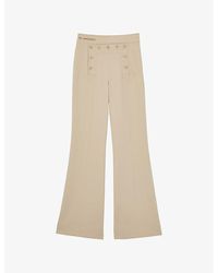 Reiss - Sidney Button-Detail Wide-Leg Stretch-Woven Trousers - Lyst