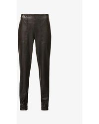 Spanx - Leather Like Tapered-leg Mid-rise Stretch Faux-leather jogging Botto - Lyst