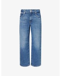 7 For All Mankind - Stovepipe Crystal-Embellished Denim Jeans - Lyst