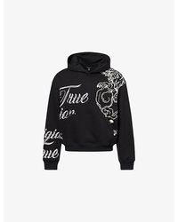 TRUE RELIGION - Script-Embroidered Printed Cotton Hoody - Lyst