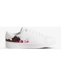Ted Baker - Artile Rose-print Leather Low-top Trainers - Lyst