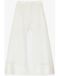 Sandro - Open-embroidered Linen-blend Maxi Skirt - Lyst