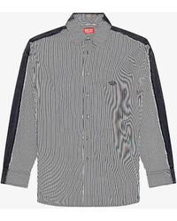 DIESEL - S-warh Logo-embroidered Stripe Cotton Shirt - Lyst