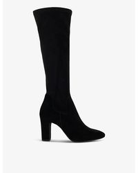 Dune - Simple Stretch Block-Heel Suede Knee-High Boots - Lyst