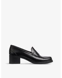 LK Bennett - Manon Round-Toe Leather Heeled Loafers - Lyst