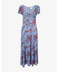 Reformation - Afton Floral-Print Woven Midi Dress - Lyst