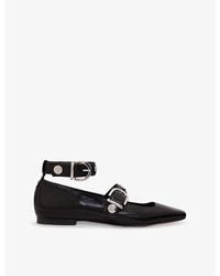 Maje - Studded Square-Toe Leather Mary Jane Pumps - Lyst